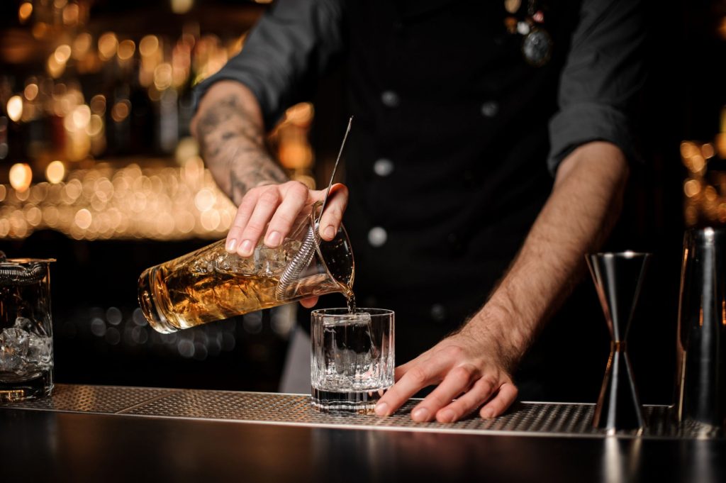 Bartender mixing a drink